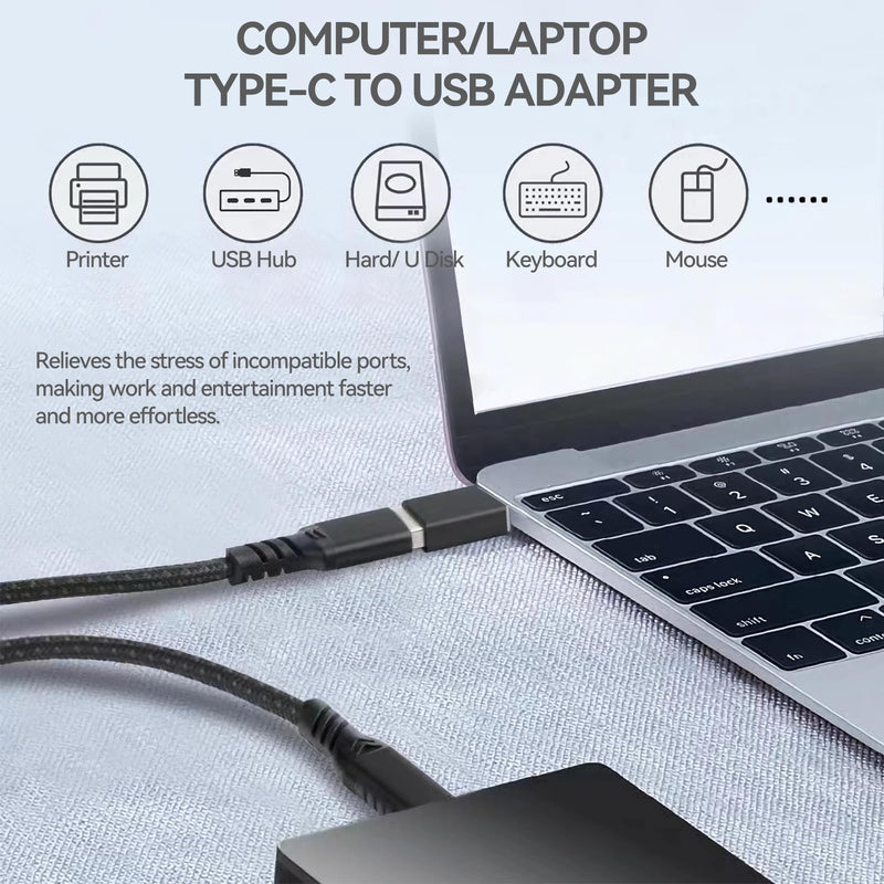 USB to USB C Adapter 4-Pack, [2 Type C Female to A Male Charger Converters] & [2 USB C Male to USB Female], for Apple Watch Ultra 8 9, iPhone 15 Pro Max 14 13 12, AirPods (Black) Black