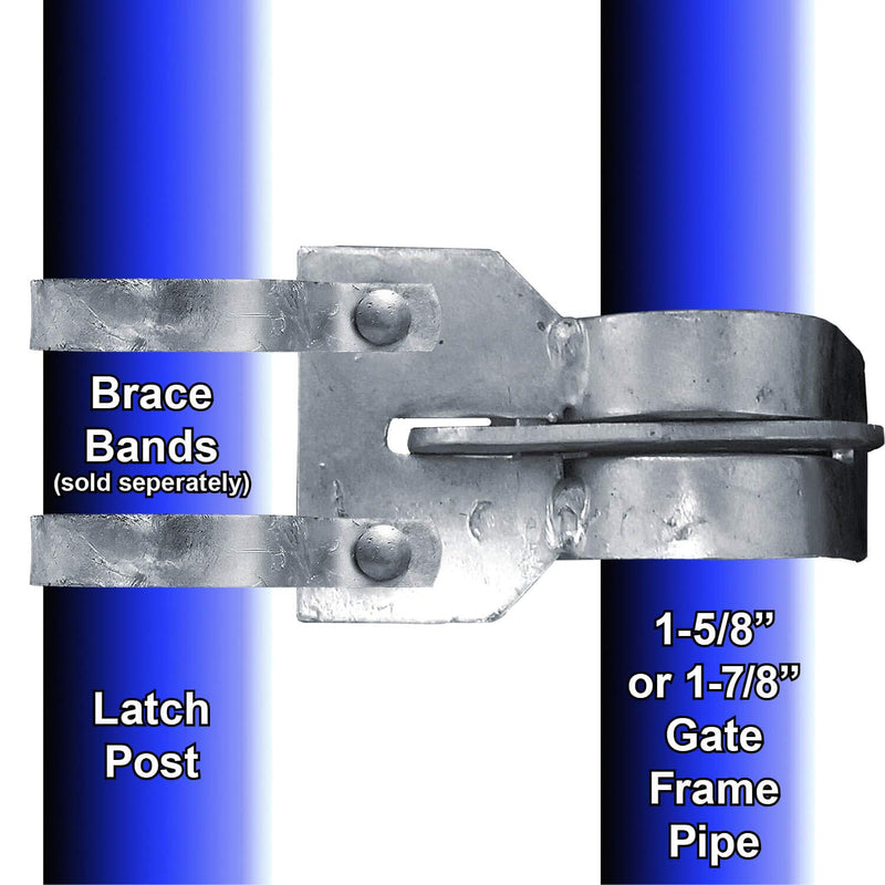 ROLLING OFFSET LATCH - LOCK N' LATCH: (for 1-5/8" to 1-7/8") Chain Link Fence Gate Offset Latch (Rolling, Sliding, or Cantilevered Gate Latch)