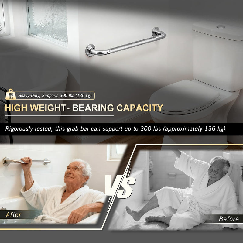 supregear Grab Bars for Bathtubs and Showers, Anti Slip Bathroom Grab Bars for Seniors, 304 Stainless Steel Safety Shower Handle, Toilet Handicap Elderly Assist Bathroom Wall Handle, 24 inch
