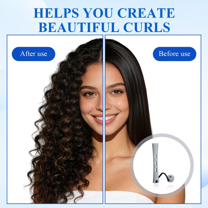 flintronic Perm Rods, 60pcs Cold Wave Hair Perm Rods Hair Rollers, 1.5cm/0.59 inch Hair Rollers for Natural Hair Short Long Hair Styling Tool #1 60PCS-1.5cm/0.59in-Grey