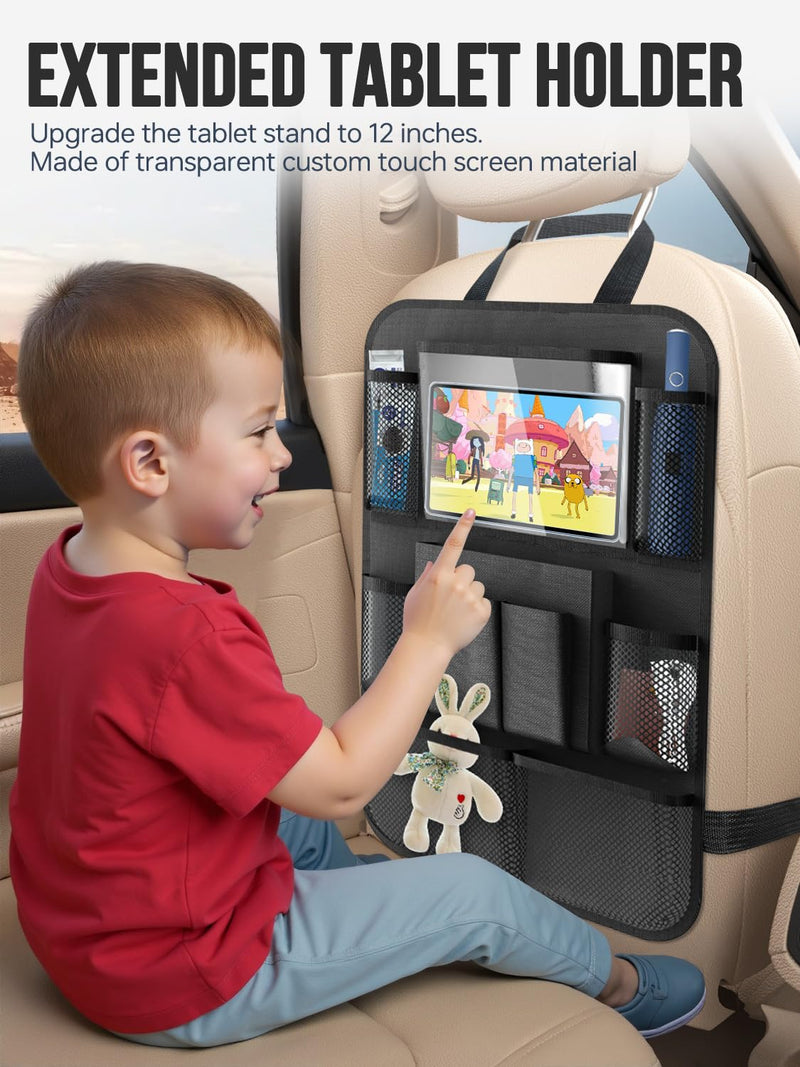 Backseat Car Organizer(20 Storage Pockets),Come with Free 1 Seat Net and 2 Headrest Hook, Touch Screen Tablet Holder, Divider for Driving Safely Children & Pets…, Car Organizer (black) black