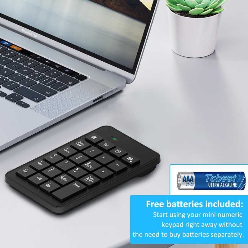 Bluetooth Number Pad with Battery, 23 Keys Wireless Numeric Keypad Upgraded Version of 10 key USB Keyboard Financial Accounting Numpad Compatible for Laptop, PC, Macbook, Notebook, Desktop,Surface Pro BluetoothWireless