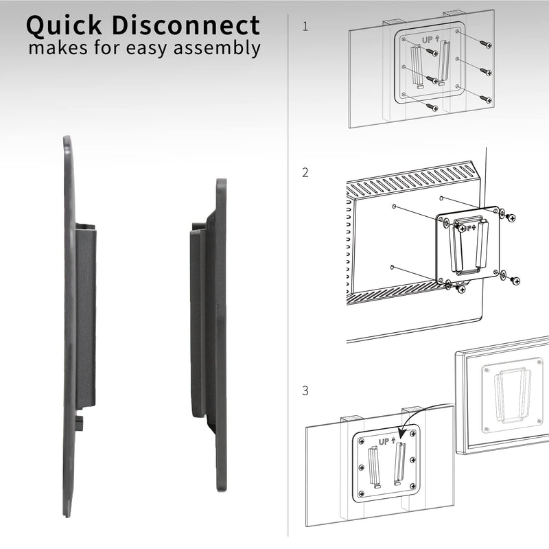 VIVO Anti-Rust Quick Release Plastic Polymer RV TV Mount Set for up to 43 inch Screens, VESA 100x100mm, Holds up to 30 lbs, includes 2 Wall Plates and 1 VESA Bracket, Black, MOUNT-VWRV1-3 Double Wall Plate