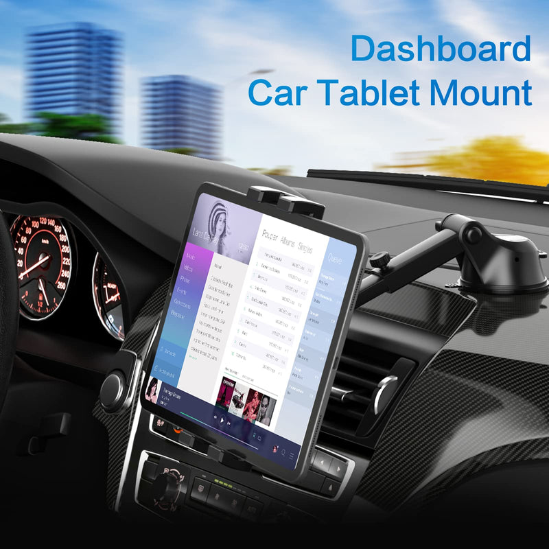 Dashboard Car Tablet Mount Suction [Telescopic Adjustable Arm] Car Dash Windshield Tablet Holder for iPad Pro 12.9 Air Mini, Galaxy Tabs, Fold, iPhone, 4-13" Tablets & Phones
