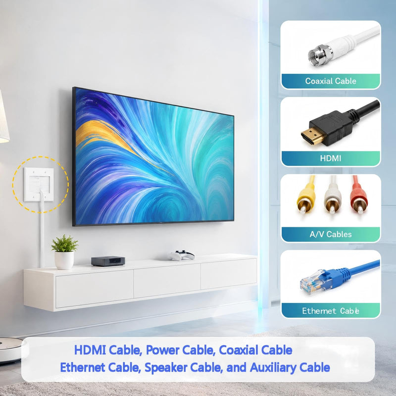1 Pack 2-Gang Brush Wall Plate with Bracket, Cable Pass Through Wire Hider | Dustproof Large Capacity In-Wall Cable Management for HDMI, Ethernet,Speaker, Home Theater, Versatile Use, Easy Installation 2-Gang Brush Wall Plate (1 Pack)