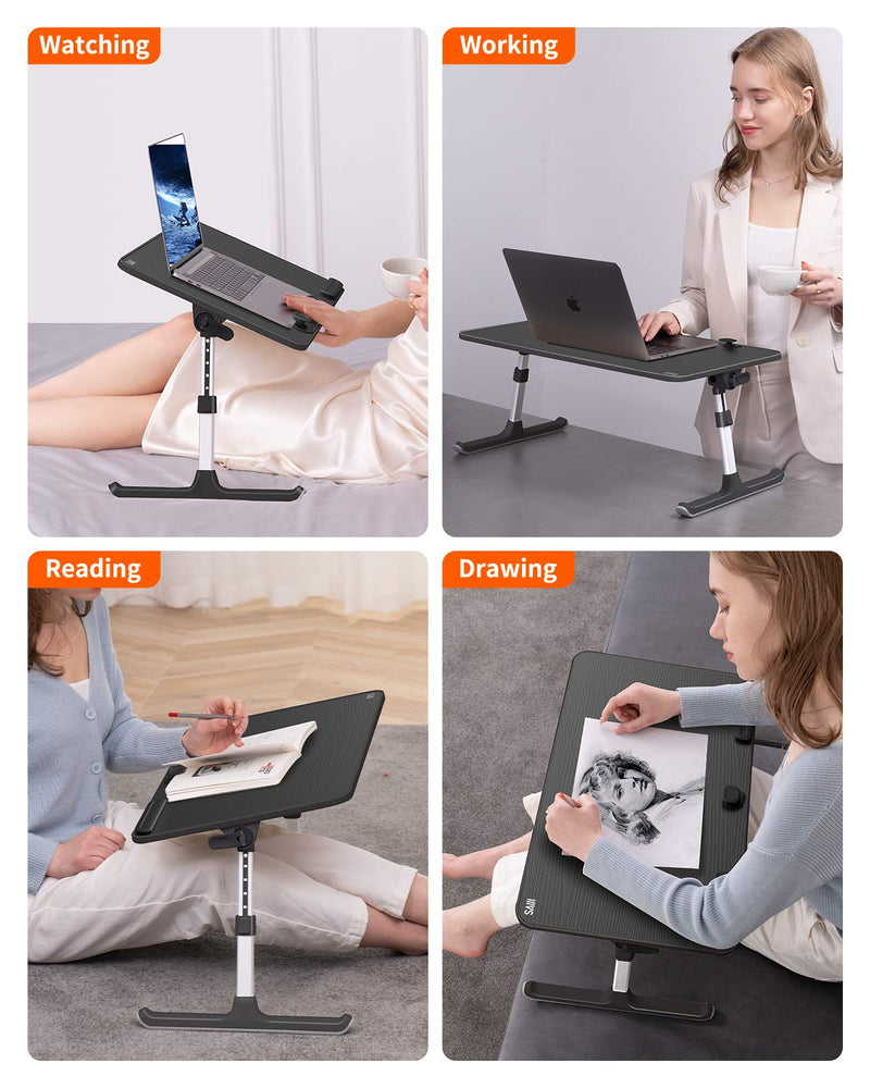 SAIJI Gooseneck Phone Holder for Bed Overall Length 38.6” Flexible Leather Wrapped Arm + Laptop Desk for Bed
