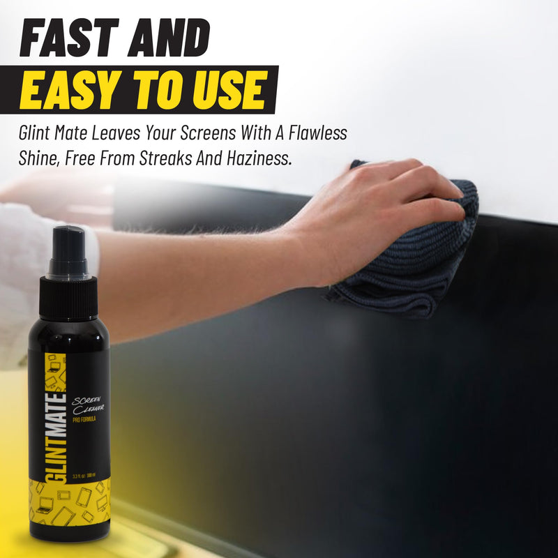Screen Cleaner Spray (3.3oz) - Glint Mate Spray Bottle and Microfiber Cloth Kit - PRO FORMULA for TV, Laptop, Monitor, Phone & Tablet (3.3oz) 3.3oz