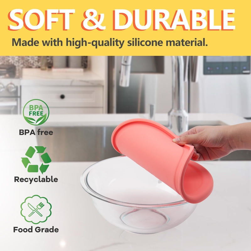 3 Pack Silicone Lids Only Fit for Pyrex 322-1 Quart / 323-1.5 Quart / 325-2.5 Quart Smart Essentials Rimmed Glass Mixing Bowls, Dishwasher and Microwave Safe (Lids Only) 3 Pack Lids (322 + 323 + 325)