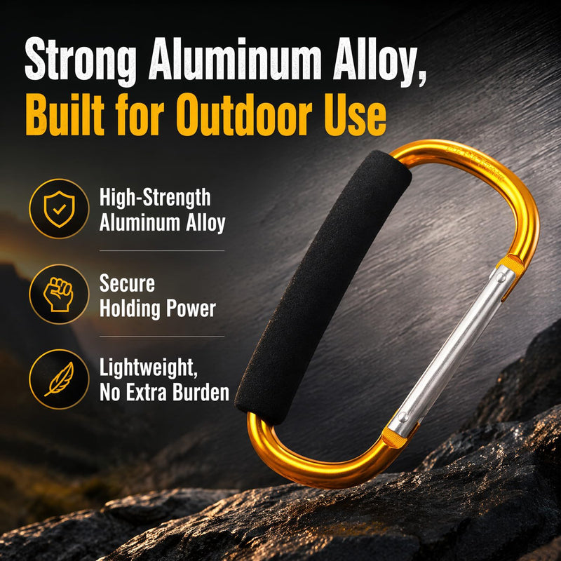 Carabiner Hook, Compatible with Turtlebox Ranger, Original and Grande Speaker, Lightweight Aluminum Material Clip Ultra-Strong Outdoor Speaker Attachment for Camping Travel Hiking Not for Climbing Golden