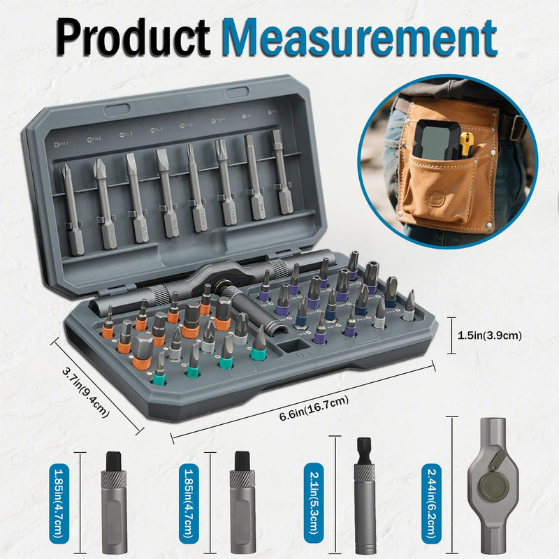 42 in 1 Magnetic Ratchet Screwdriver Set | 40 PCS Multi Bit Precision Repair Tool Kit with Detachable Handle | Portable for PC, Bicycle, Watch & Furniture DIY
