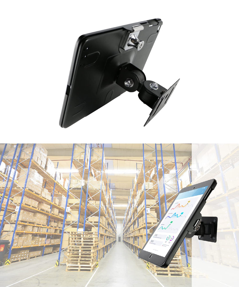 On Wall Mount Bracket for iPad 9.7"(6th,5th,Gen.), 9.7" Air1& 2, 9.7" Pro, Excluding iPad 9.7"(1th,2th,3th,4th,Gen.),Anti Theft Lock, Rotate Design Arbitrary,Multi Angle, Metal,(Black)