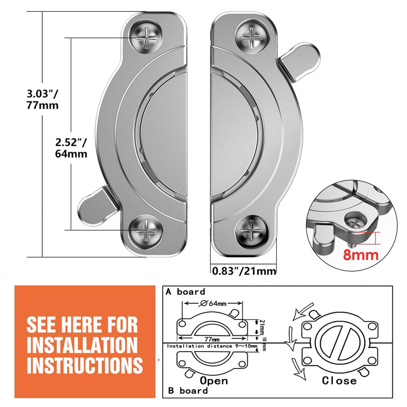 Heavy Duty Table Buckle Connectors,Table Leaf Locks and Latches for Workbenches Extension Hardware, DIY Furniture Extensions(4 Pack Zinc Alloy) Table lock4PCS