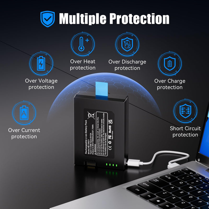 Fulpower 15000mAh Replacement Battery for eufy FamiLock S3 Max,S3 | 3.85V Li-ion, ultra-long standby, LED indicator, fireproof PC case, multi-protection, USB-C cable, eufy battery replacement