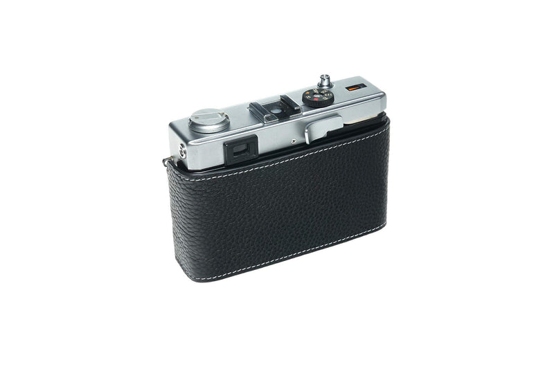 35 RC Case, BolinUS Handmade Genuine Real Leather Half Camera Case Bag Cover for Olympus 35 RC Camera with Hand Strap (Black) Black