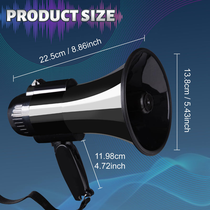 30 Watt Power Portable Megaphone Bullhorn Speaker Voice, Siren/Alarm and 240S Recording with Volume Control and Strap Black