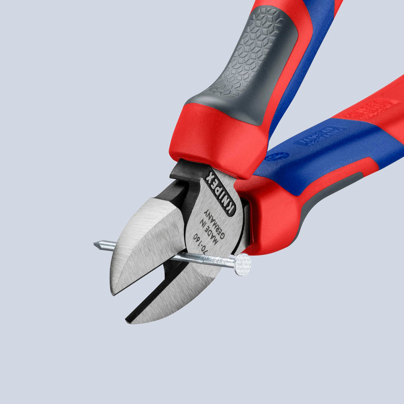 KNIPEX 70 02 160 Comfort Grip Diagonal Cutters Multi-component Grips, Blue/Red 160mm atramentized Solid