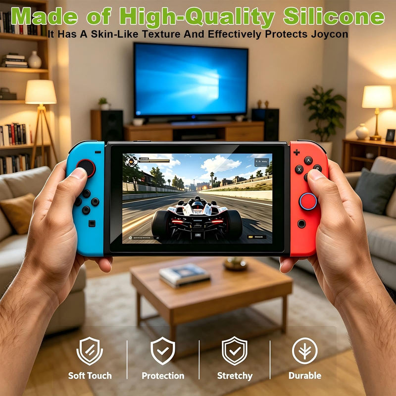 20PCS Switch Joystick Caps Bundle, Skin-Like Buttery Soft Ergonomic Odorless Silicone Thumb Grips, Anti-Slip Sweatproof Glow&Cat Paw Analog Stick Covers for Switch/OLED/Lite/NS