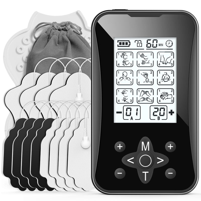 TENS Unit Muscle Stimulator 36 Modes, Rechargeable Dual Channel TENS Machine for Pain Relif Muscle Massager with 12 Premium Electrode Pads and Dust-Proof Storage Bag MH-1088