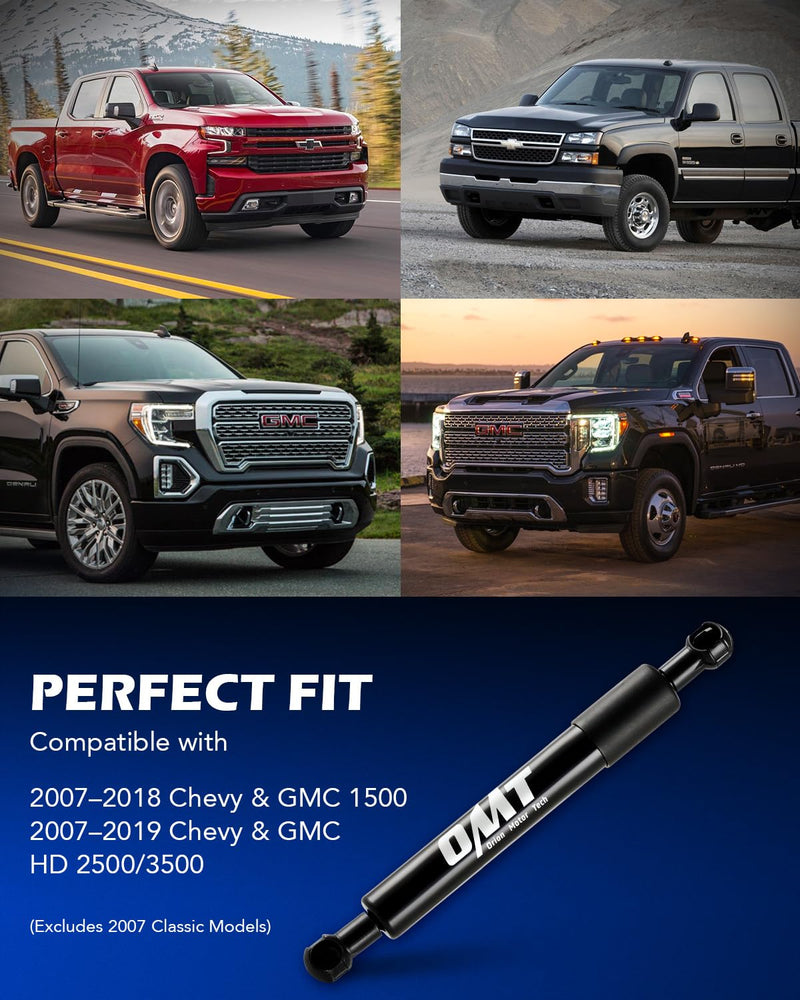 Orion Motor Tech Compatible with 07-19 Silverado Sierra Pickup Tailgate Assist, Truck Tail Gate Lift Assist Tailgate Shock Compatible with 2007-2019 Chevy Silverado GMC Sierra 1500 2500 3500 HD Silver