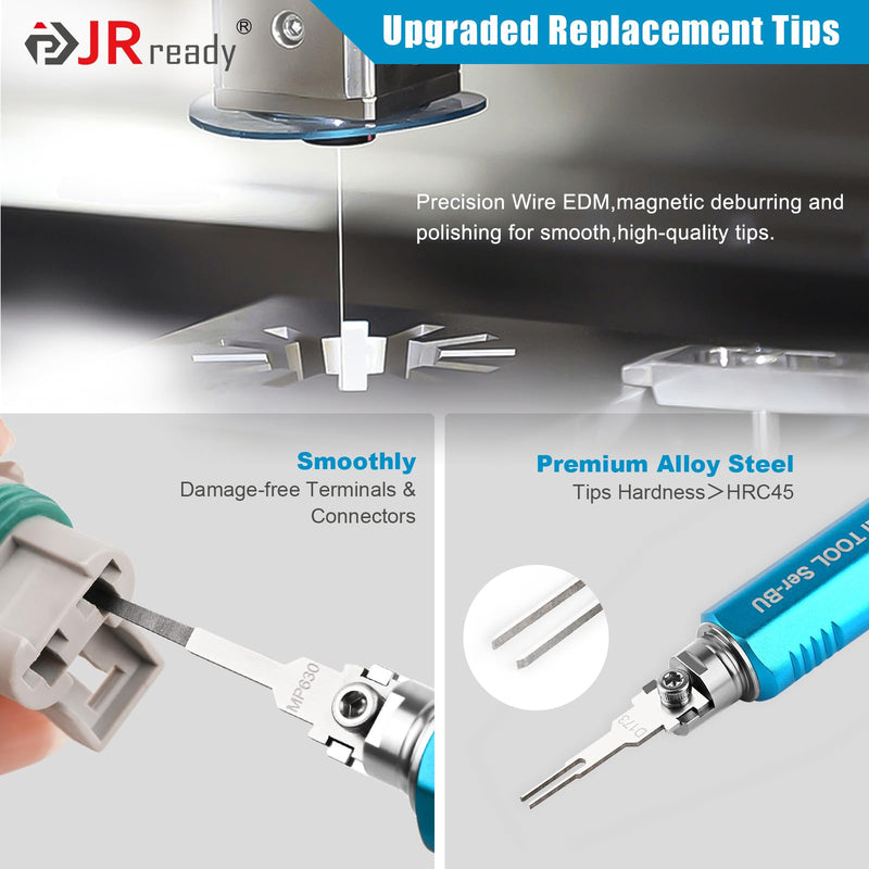 JRready ST5349 Pin Removal Tool Kit, 24PCS Replacement Pin Extractor Tools, Comprehensive Electrical Terminal Release Tool Set for Deutsch, AMP/TE, Molex, Delphi, JST, Harting Connectors 24pcs Pin Removal Tools