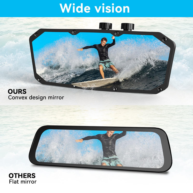Boat Rear View Mirror,Universal 4"x11" Marine Mirror Accessories and Lock Konb,Wide-angle Convex Boat Fit for Pontoon Boat Floating Bridge Boat Sports Crew Surfing