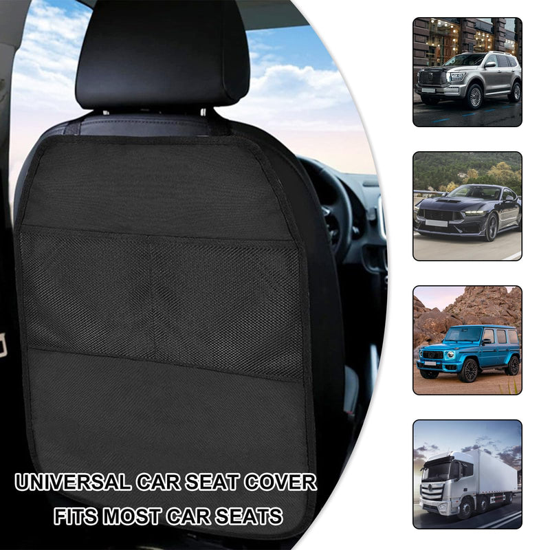 2 PCS Kick Mat Back Seat Protector, Waterproof Car Backseat Protective Kick Mat with 2 Mesh Pockets, Large Vehicle Seat Back Kick Mat Organizer for Kids, Car Accessories 2 PCS