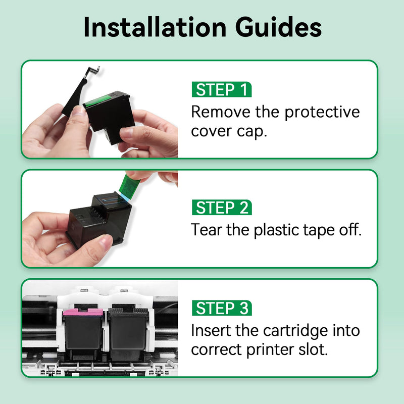 67XL Black Ink Cartridge Compatible for HP 67 Black Ink Cartridge Works with HP Deskjet 2855e 2800e 2700 2700e 2755 2755e 2852e 4255e 2827e 4100e 4155e Envy 6000 6055e 6455e Printer, 2 Pack