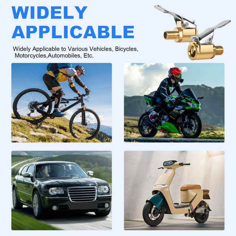 2pcs Locking Tire Air Chuck,Brass Tire Inflation Hose Adapter,Tire Nozzle With Tire Valve Threads,Unscrewed Connection Converted To Locking Connection,No Air Leakage On Chuck Air Compressor Pump Clip