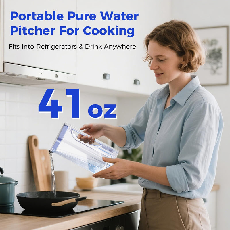 CT910WP Pure Water Pitcher 1.2L/40.6oz, for CT910 CT910H Countertop RO System (Blue) Blue