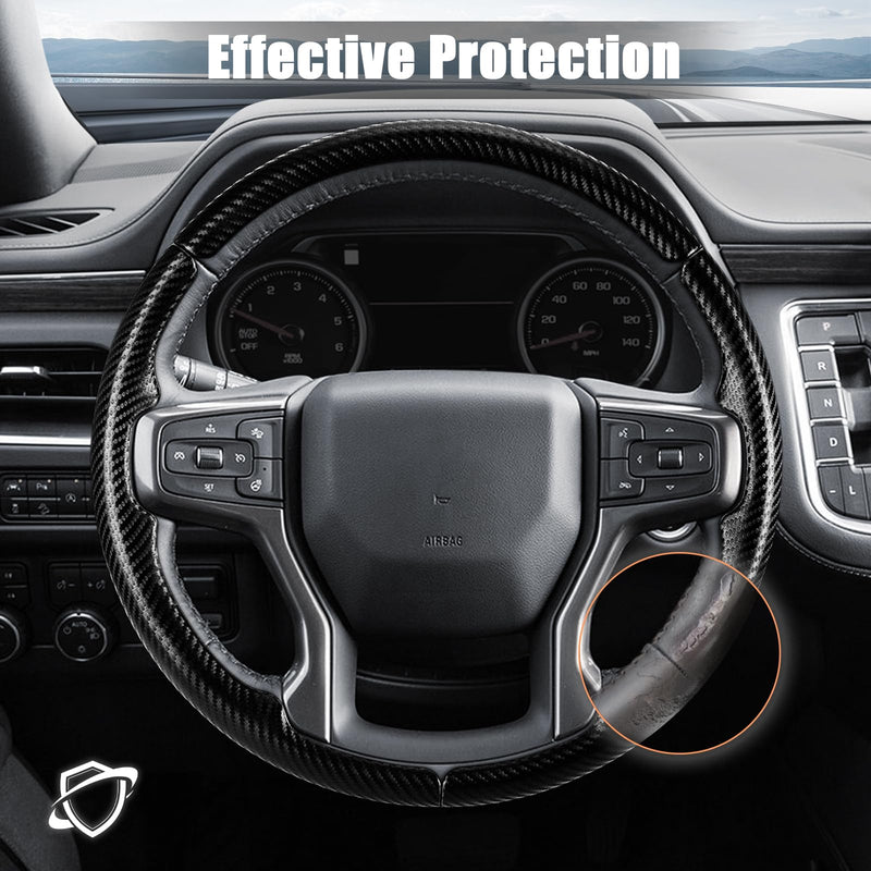 Aimato Customized Steering Wheel Cover for Chevy Silverado 1500 2019-2025/2500 3500 2020-2025/Blazer 2019-2025/Suburban Tahoe 2021-2024,Thin,Anti-Slip,Scratch-Resistant Car Accessory for Chevrolet Matte Black