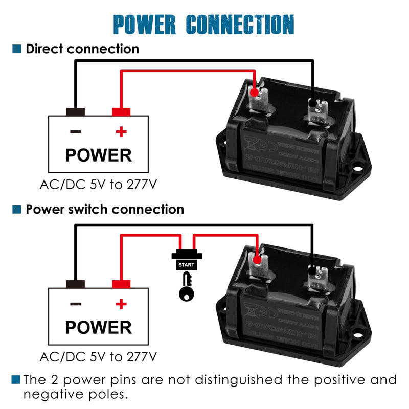 Runleader Digital Hours Counter,AC/DC 5V to 277V for Garden Tractor Generator Scooter Club Car Forklift Leaf Trimmer etc.