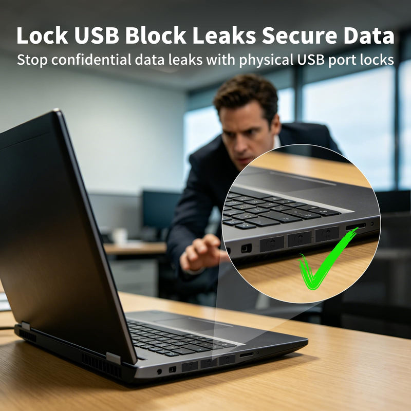 100-Pack USB-A Port Blockers with 6 Keys,Removable Physical Security Locks,Anti-Tampering Data Protection for Laptops,PCs & Game Consoles (Yellow) 100+6 Yellow