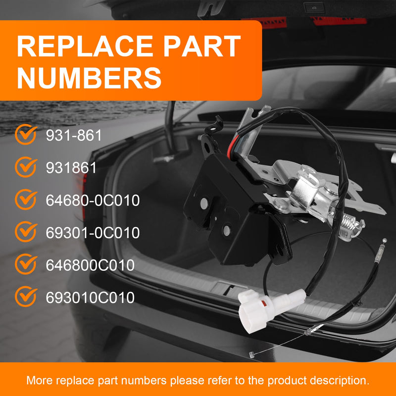 Liftgate Lock Actuator Trunk Latch for 2001-2007 Toyota Sequoia 4.7L Tailgate Hatch Latch Lock Replace 931-861, 64680-0C010, 69301-0C010 Integrated Rear Back Door Lock Actuator Assembly with Cable Black Sequoia Trunk Latch