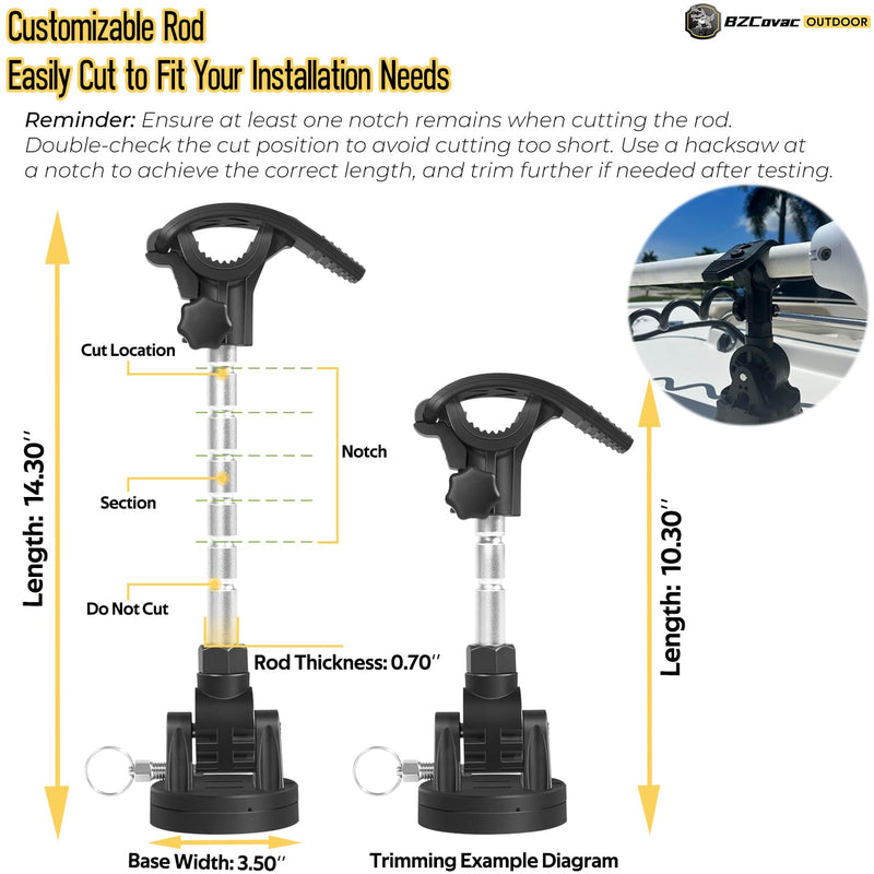 Trolling Motor Stabilizer Support Mount for Minn Kota Terrova/Ulterra/PowerDrive/Riptide, Garmin Force Kraken, MotorGuide Xi5/Xi3/Tour Pro - Shock Absorber, Reduce Bounce - Adjustable Aluminum Rod