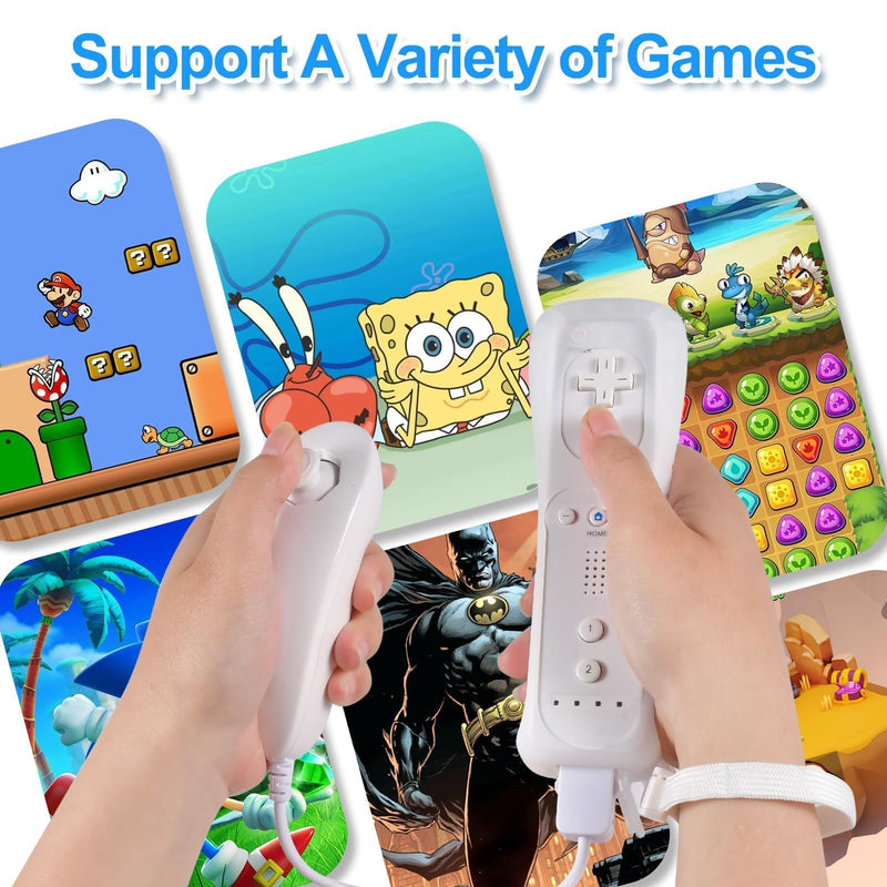 JKSvrenthy Wii Nunchuck Wii Controller, Wii Remote And Nunchuck Controllers With Silicon Case And Strap For Wii And Wii U Combination Lock (D) (WHITE)
