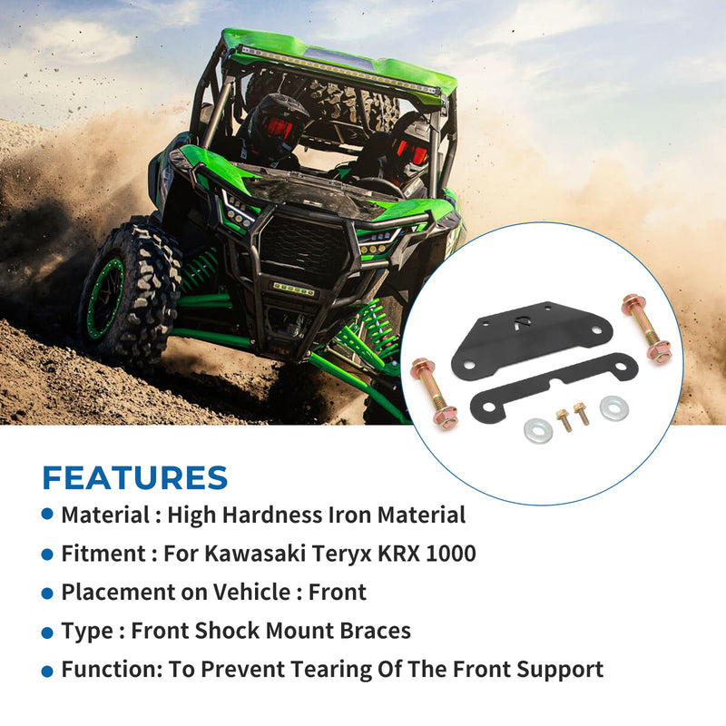 Front Shock Mount Braces Plate Kit For Kawasaki KRX 1000 Front Shock Mount Braces with 2PCS Shock Reinforcement Brackets,2PCS Grade 10.9 Shock Bolts Nuts