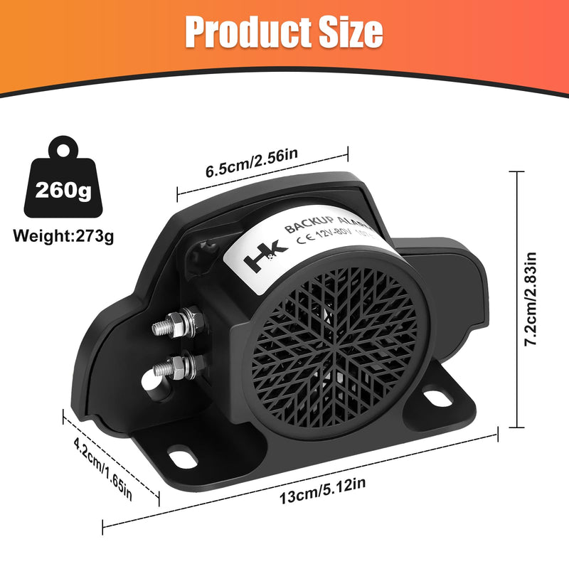 HK Backup Alarm Beeper for Trucks 12V-80V 110dB, Heavy-Duty Car Reverse Horn Backup, Warning with Super Loud Beeper Tone for Trucks, forklifts, Heavy Equipment Vehicles (2 Pcs)