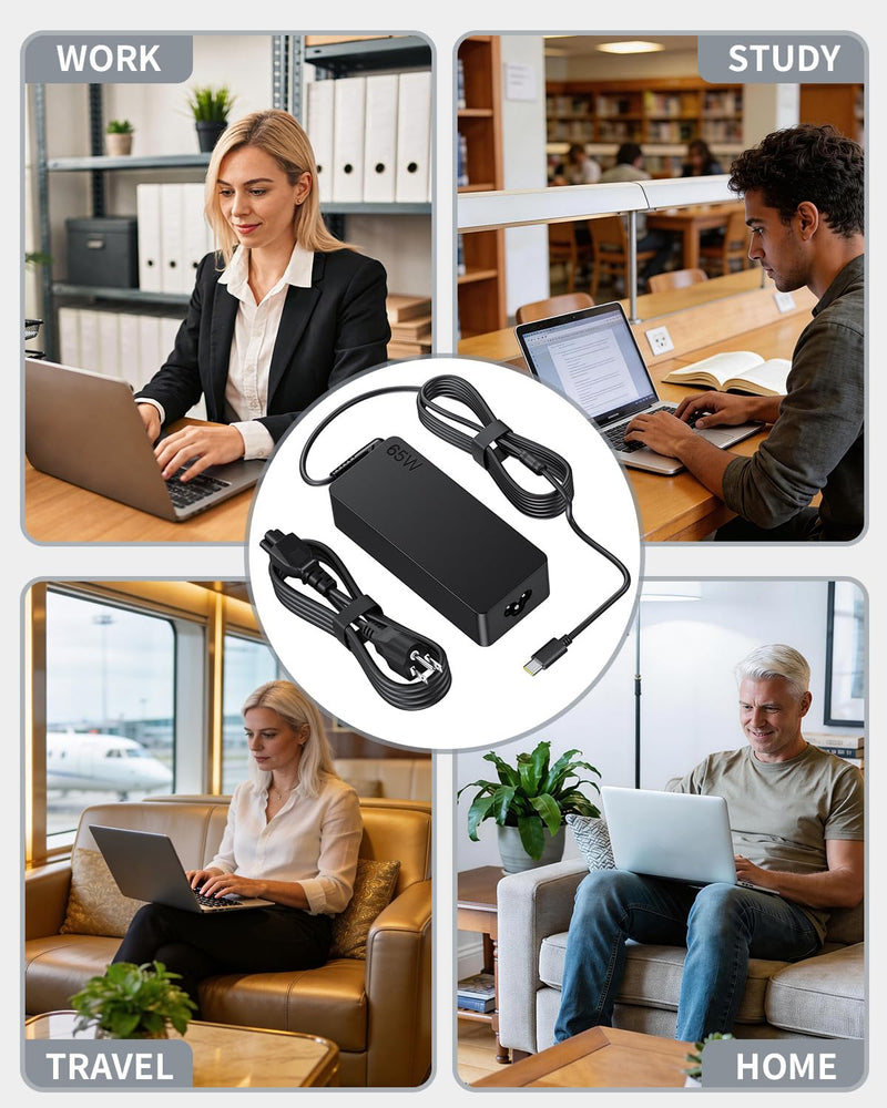 60W USB C Laptop Charger for Lenovo ThinkPad X1 Carbon Chromebook | 65W Fast Charging Compatible with Lenovo Thinkpad/Yoga/Chromebook,Safe Overheat Protection Type C Laptop Power Adapter black1
