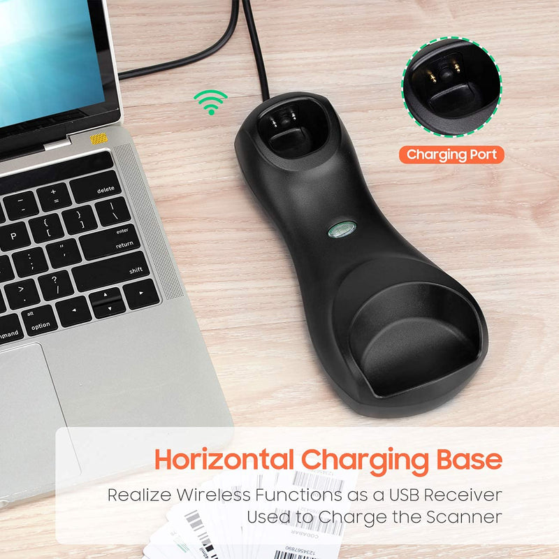 Tera Pro Series Wireless 1D 2D QR Barcode Scanner with Cradle Display Counting Screen Extra Fast Scanning Speed Ultra High Resolution Handheld Image Bar Code Reader for Warehouse Inventory HW0008 Orange