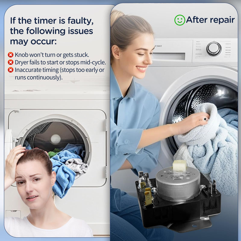 W10642932 W11409801 Dryer Timer Compatible with whirlpool Dryer WETLV27FW0 Kenmore Maytag YMET3800XW2 MET3800XW2 YMET3800XW2, 115V, 60Hz, 1/59.4 RPM Replacement part 4958835 AP6977241 PS12741754 W10642932