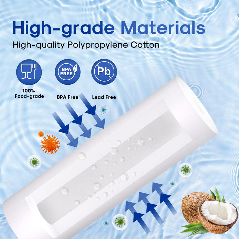 ICEPURE 10"X2.5" 5 Microns Whole House Sediment RO System Water Filter Replacement for Any 10 inch RO Unit,Dupont WFPFC5002, Aqua Pure AP110, Culligan P5,GE FXUSC, Whirpool WHKF-GD05,PP10-05,4PACK 5 Micron 4 Count (Pack of 1)