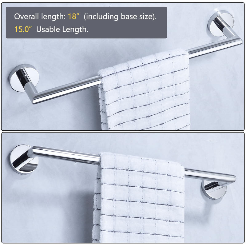 Bathroom Towel Bar, Bath Accessories Thicken Stainless Steel Shower Towel Rack for Bathroom, 18 Inch Towel Holder Wall Mounted Chrome Finish,96018-2-18C. Polished Chrome