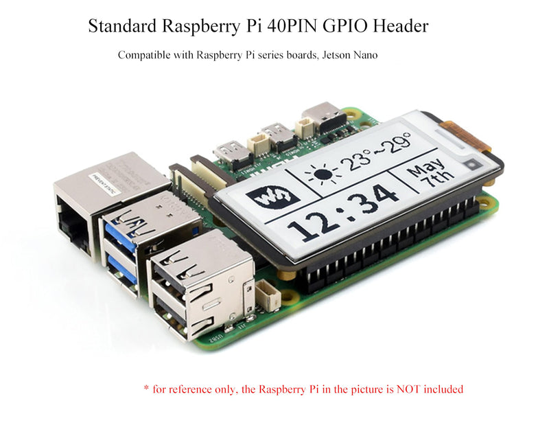 2.13inch E-Paper HAT+ for Raspberry Pi 5/ 4B/3B+/3B/2B/A+/Zero W/WH/Zero 2 W/Jetson Nano, E-Ink Display HAT+ Standard 250x122 Pixel SPI Interface with Pwnagotchi Tutorial Support Partial Refresh