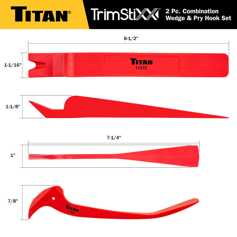 Titan 11568 2-Piece Combination Wedge and Pry Hook Set 2pc Non-marring Wedge and Pry Hook