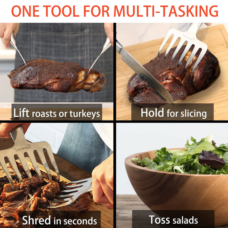 Meat Shredder Claws, 18/8 Stainless Steel Pulled Pork Tools for Shredding Meat, Effortlessly BBQ Tools For Handling, Shredding, Pulling Meat, Smoker Grilling Gifts, Pack of 2