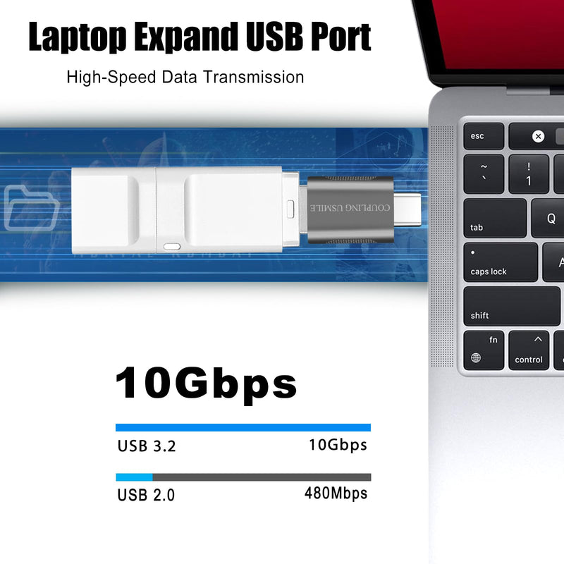 USB C to USB Adapter [4 Pack],OTG Cable | Thunderbolt3 to USB|10Gbps High-Speed | USB-IF Certified | Compatible with MacBook Pro/Air, iPhone 15, Laptops, Tablets USB C to USB 4pack-Grey
