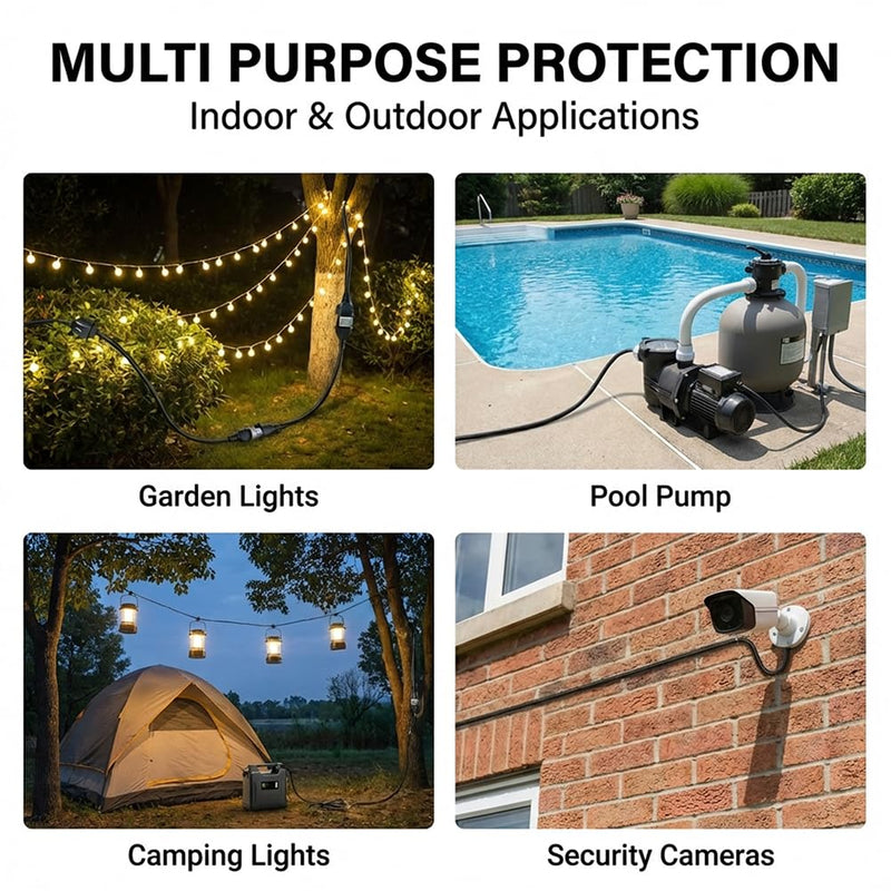 3Pcs Outdoor Extension Cord Safety Covers, 600D Canvas Oxford Cloth Waterproof Electrical Outlet Cover, Plug Connector Covers(Black) Black