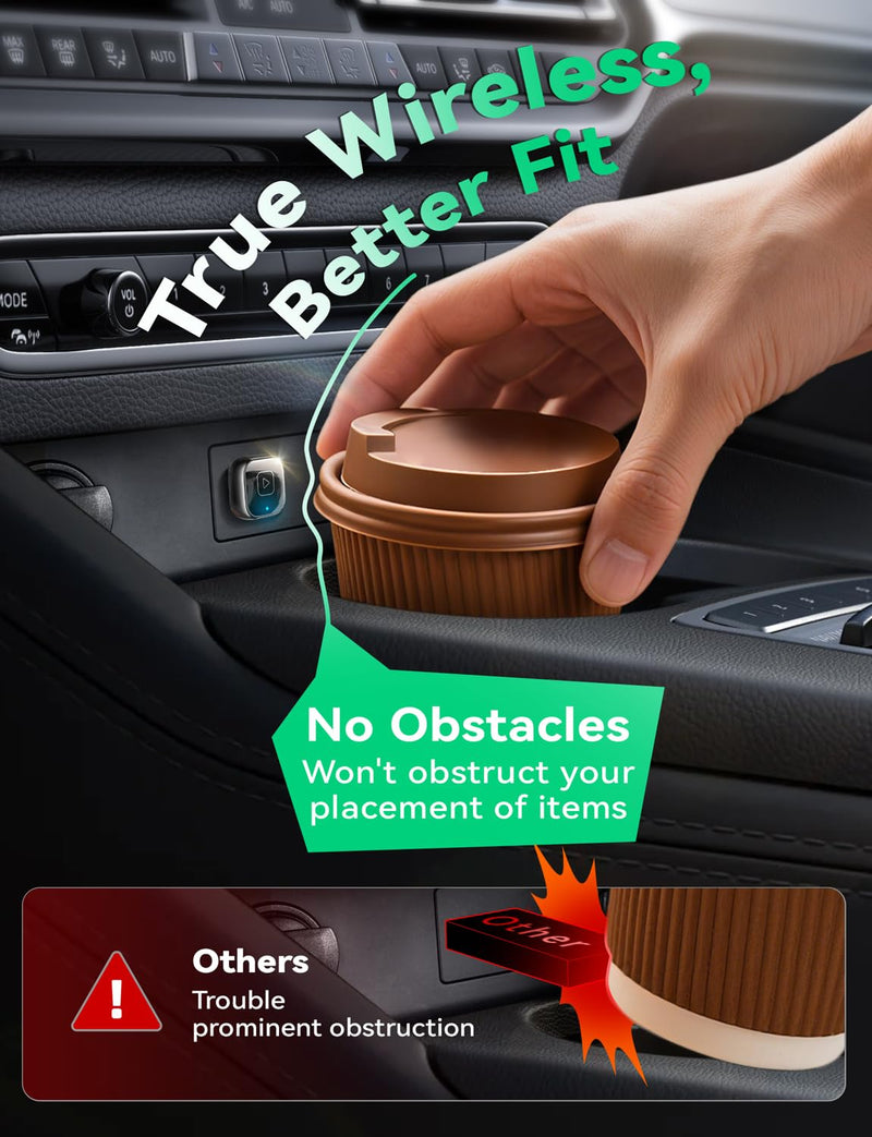 Wireless Carplay & Android Auto Adapter, Metal Design Mini & Stable 2-in-1 Dongle, Convert Vehicle's Wired CarPlay/Android Auto to Wireless, for iOS 10+/Android 11+ & Cars from 2016 Glossy Black