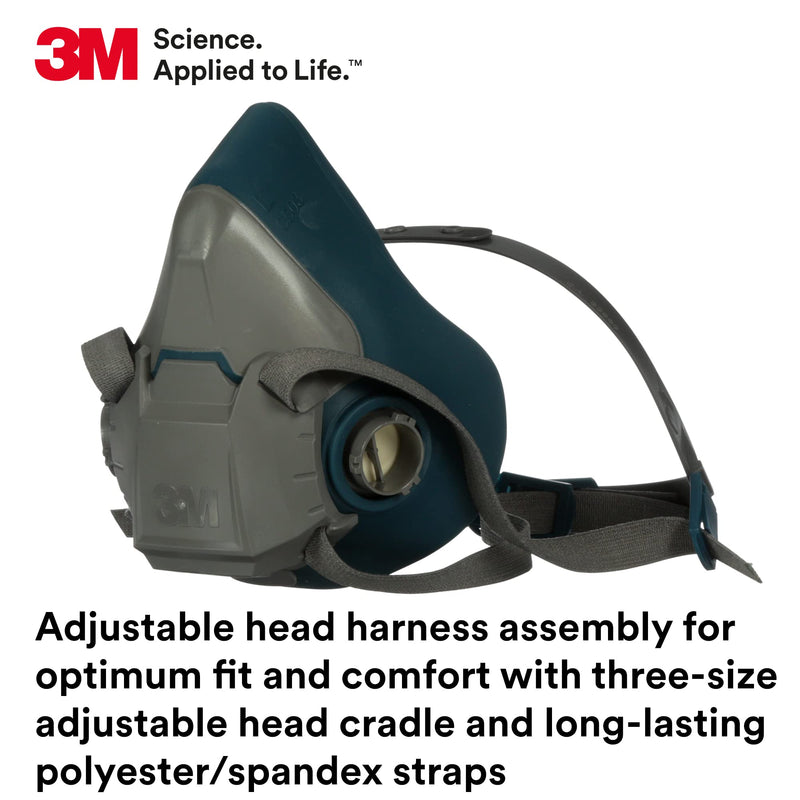 3M Rugged Comfort Half Facepiece Reusable Respirator 6502, NIOSH, Cool Flow Valve Helps Reduce Heat and Moisture, Silicone Faceseal Provides a Firm Seal, Welding, Sanding, Cleaning, Grinding, Medium 1 Count (Pack of 1)