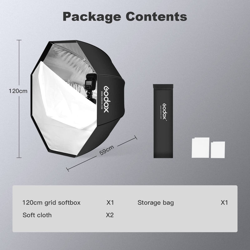 Godox 47.3" / 120cm Octagon Umbrella SoftBox with Carrying Bag Portable Octabox for Studio Photography Flash Speed Light 47.3in